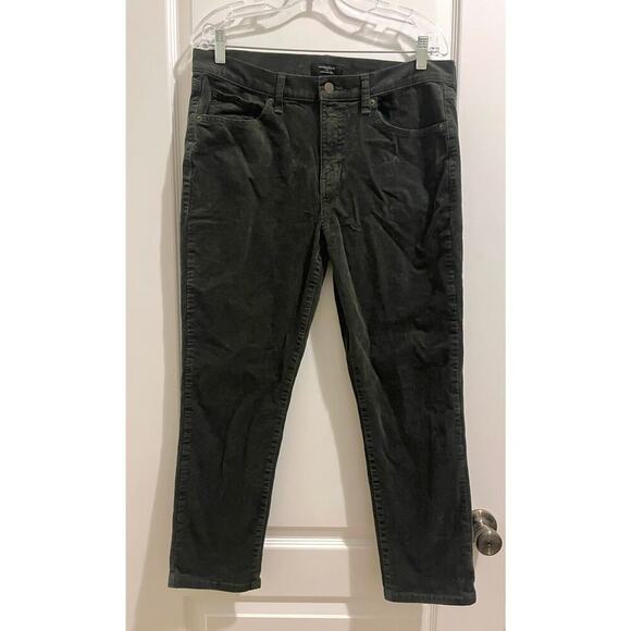 Banana Republic High-Rise Slim Corduroy Pant in Mallard Green - Picture 2 of 8